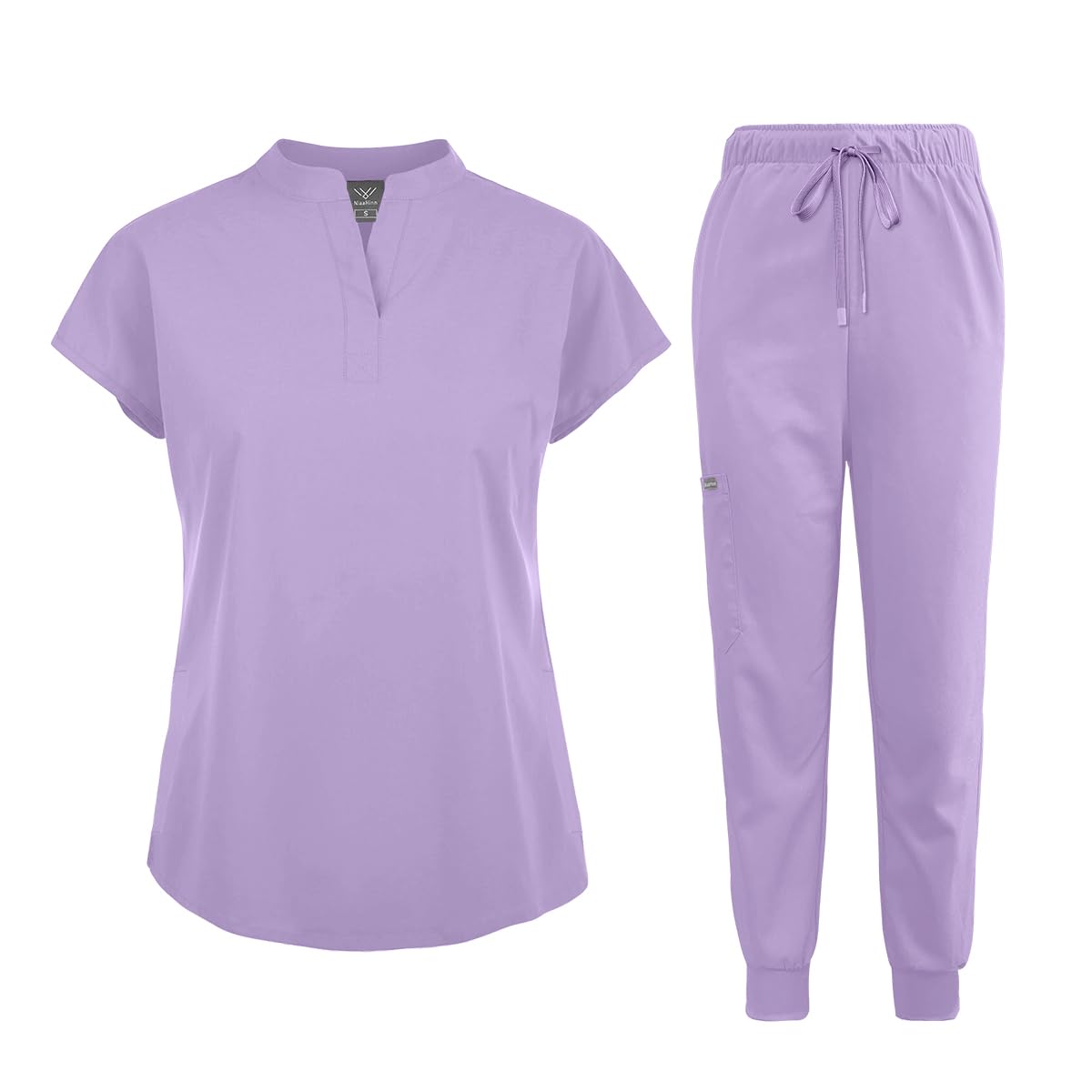 niaahinn Scrubs Set for Women Nurse Uniform Jogger Suit Stretch Top & Pants with Multi Pocket for Nurse Esthetician Workwear