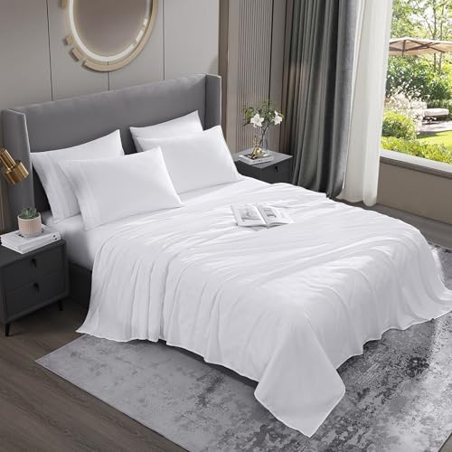 DAYIH Deep Pocket California King Size Sheets, California King Sheet Sets Cooling, Comfy - Easily Fits California King White Sheets, Wrinkle - Resistant & Breathable, California King Bed Sheets