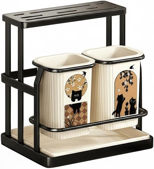 Kitchen Utensil & Knife Holder.Countertop Cutlery Organizer and Drying Caddy, Wall Mountable Utensil Rack for Spoons, Forks & Knives - Smart Kitchen Organization