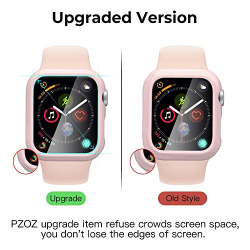 Image of pzoz Compatible for Apple Watch Series SE2 /6 /5 /4 /SE 44mm Case with Screen Protector Accessories Slim Guard Thin Bumper Full Coverage Matte Hard Cover Defense Edge for iWatch Women Men GPS (Pink)