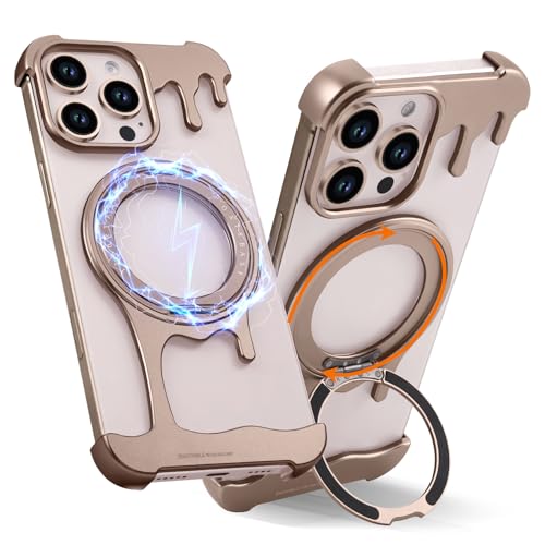 Coque iPhone 16 Pro Max Desert Titanium sans bordure et bague métallique rotative