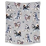 Husky Blanket for Kids Pets - Dog Theme Gifts for Dog Mom Dad - Plush Throws with Husky Print (40"x50")