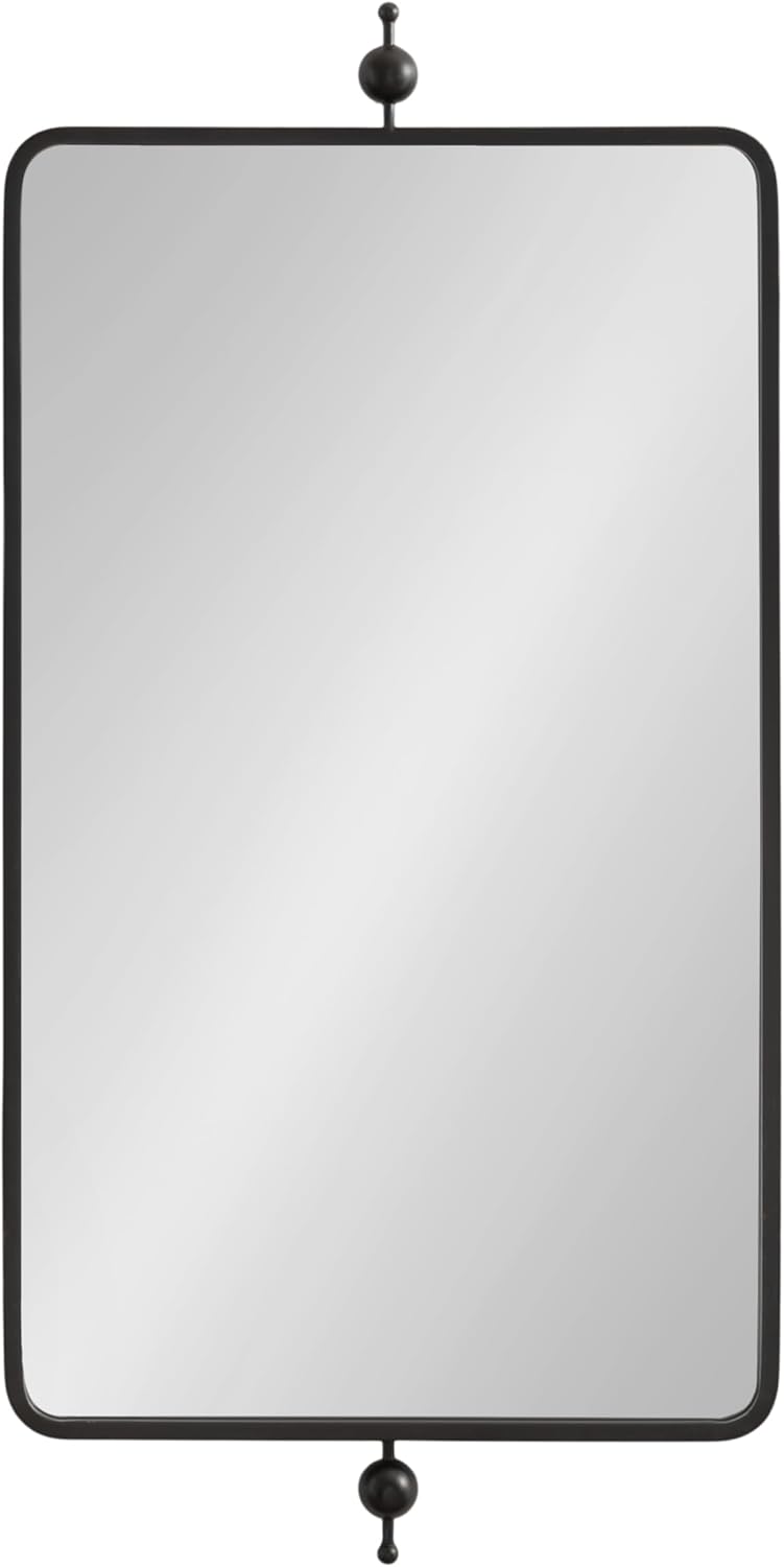 Kate and Laurel Kasota Traditional Metal Rectangle Wall Mirror, 20 x 41, Black, Vintage Tall Bathroom Mirror for Over Sink or for Use as Versatile Entryway or Bedroom Wall Decor