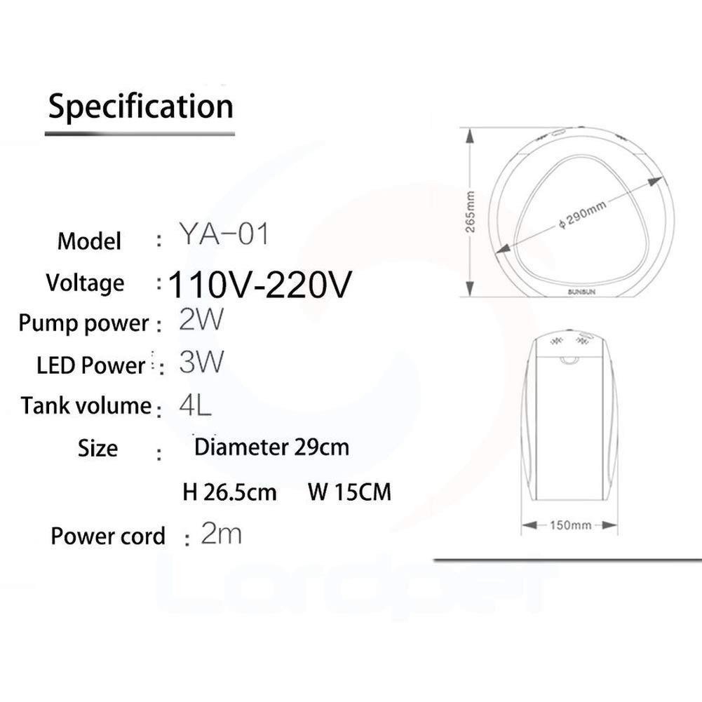 KHTO Aquarium 6L 110V-240V de système de réservoir de Nano de Filtre de système d'éclairage de Filtre d'intégration de l'écologie Fish Tank LED