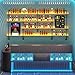 Wall-Mounted Wine Rack with LED Lights 4-Tier Wooden Floating Bar Shelves Creative Large Wine Bottle Display Rack Hanging Shelf, for Home Bar Kitchen,Living Room (Walnut, 150cm/59in)