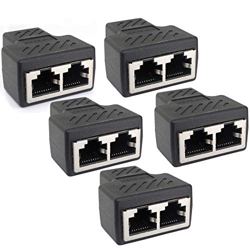1aTTack.de Cat.6A network cable cable connector cable splitter adapter RJ45 compatible with Cat5 Cat6 Cat7 Cat8 5 pieces
