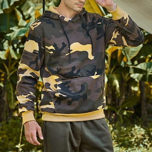 Camo Hoodie Men Fleece Sweatshirts Hooded Classic Casual Camouflage Tactical Pullover Hoodies with Kangaroo Pocket3