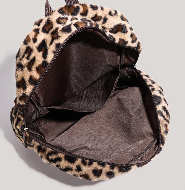 Fashion Backpack y2k Purse Backpack, Cute Fuzzy Daypack Grunge Alt Emo Shoulder Bag Cheetah Chic Coquette Harajuku Bag (leopard print) - Image 3