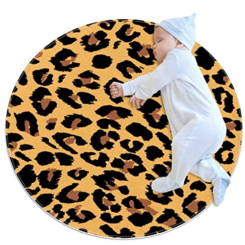 Tapis léopard rond lavable et antidérapant pour chambre d'enfant