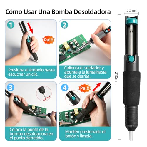 Soldador de estaño 90W con temperatura ajustable y multímetro digital 6