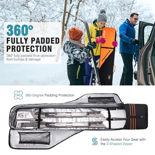 FIXITOK Snowboard & Ski Bag for Air Travel, Waterproof Full Padded Snowboard Bag Fit Board, Boots, Clothes, Helmet and Gear, Adjustable Length Ski Bag(157CM-181CM) - Thumbnail 5