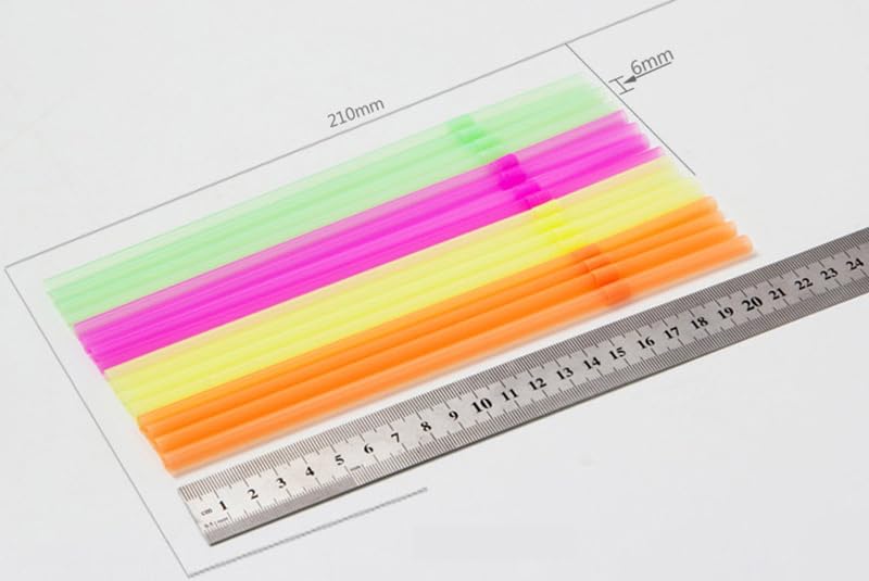 100 pitillos flexibles neón de colores surtidos miniatura 2