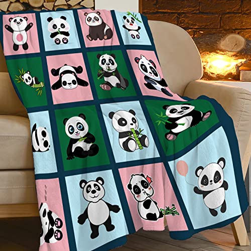 Funny Panda Blanket Cute Panda Eat Bamboo Throw Blanket Warm Soft Flannel Cartoon Colorful Cute Animal Print Blanket Ultra Luxurious Cozy Lightweight Plush Blanket Gift For Kid Teen Adult 50"X40" #TOP1