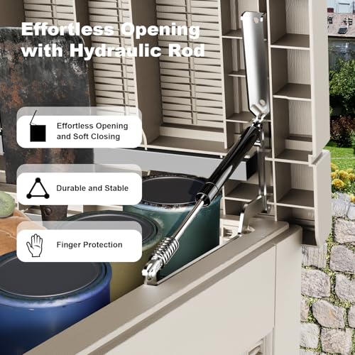 Image of 320 Gallon Waterproof Outdoor Storage Box, UV Resistant Resin Deck Box with Hydraulic Rod for Reinforced Stability, Perfect for Patio, Garden, and Pool(Grey,320 Gallon)