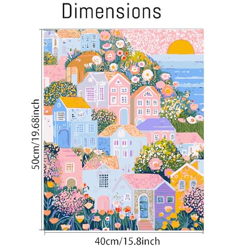 Image of Clendo DIY Paint by Numbers Kit for Adults Beginner, Seaside House Adult Paint by Number Kits on Canvas, Oil Painting Kit for Gifts Home Wall Decor 16x20 Inch(No Frame)