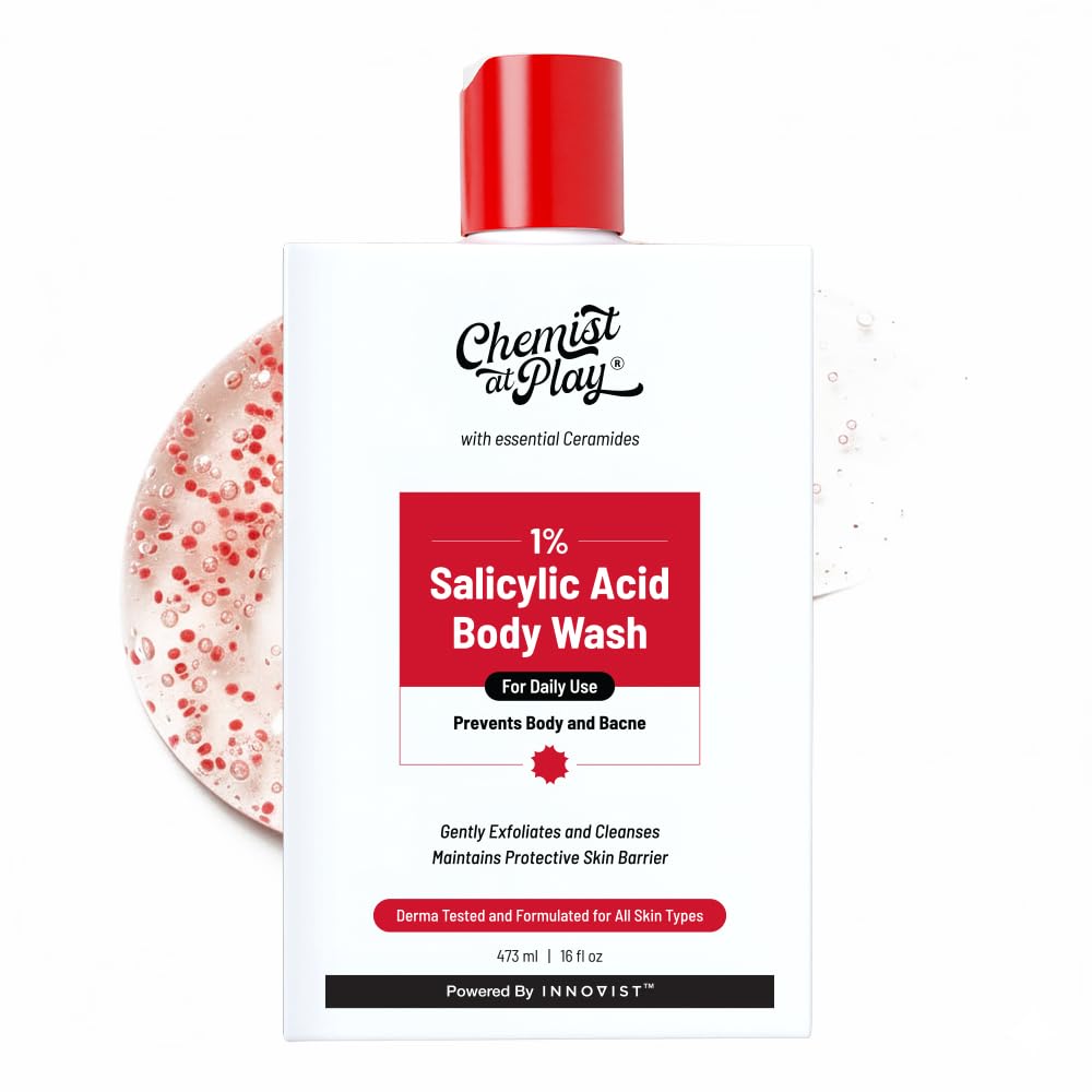 Chemist at Play 1% Salicylic Acid Body Wash 473ml | Paraben & SLS Free | Gentle Exfoliating Shower Gel | Prevents Body Acne, Bumpy Skin & Deep Cleanses Skin | For Men & Women