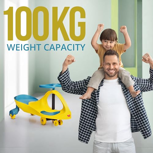 Image of LuvLap Sunshine Swing Car for Kids, Comfortable Seats & Durable, Smooth Wheels, Baby Car, Magic Toy, Push Ride On, 3+ Years, Birthday Gift for Baby Boys & Girls, Yellow & Green