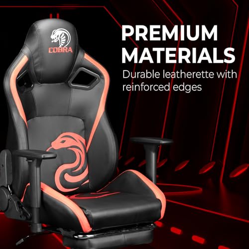 Image of NiTHO COBRA GM Gaming Chair Ergonomic Office Chair | Reclining Computer Desk Chair with 3D Adjustable Armrests, 135 Backrest Tilt, Retractable Footrest, Class 4 Gas Lift, Heavy Duty Base, Red & Black