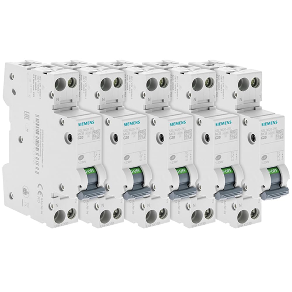 SIEMENS - Lot De 5 Disjoncteurs Électriques Phase + Neutre 20A
