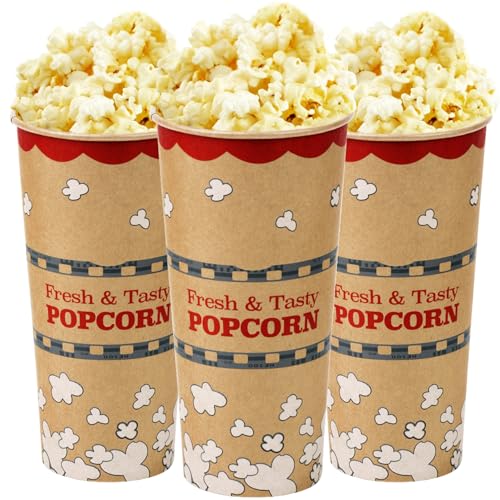 CUSINIUM Paquete de 25 cubos de palomitas de maíz Kraft de 680.4 g - Tinas grandes para palomitas de maíz