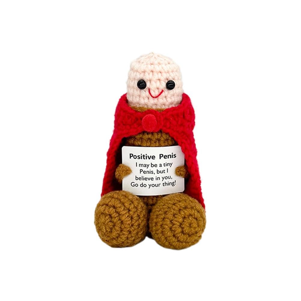 Positive Doll - Emotional Supports Novelty Gifts,Funny Crochet Doll Weird Stuff Positive with Decoration Inspi Card,Stuffing