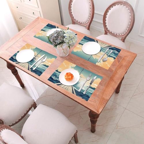 Sets de table paysage marin pour repas en bateau et dîners de vacances - 5