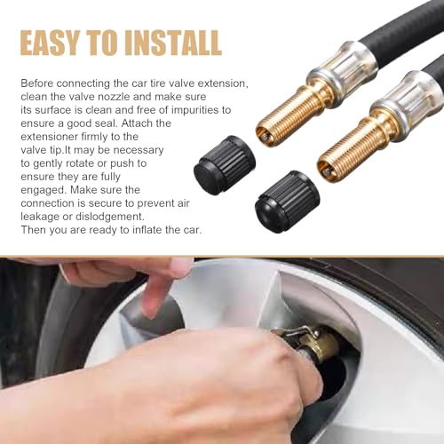Image of 2 PCS Car Tire Valve Extensions, 8.25 Inch Flexible Car Tire Valve Extensions, Automotive Wheel Air Tire Valve Extension, Universal for Vehicles Trucks RVs (Black)