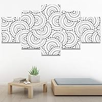 SIGNWIN 5 Panel Canvas Wall Art Modern Art Decorative Elements Fun Geometric Mixed Media Multicolor Patterns for Home Decorations Ready to Hang - 60