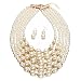 Yuhuan Women Elegant Jewelry Set White Pearl Bead Cluster Collar Bib Choker Necklace and Earrings Suit