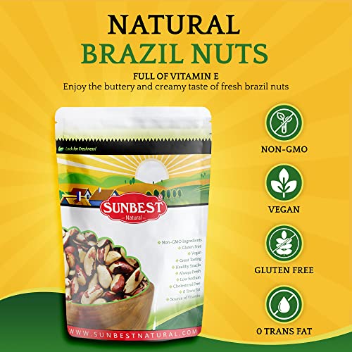 Sunbest Natural - Whole Brazil Nuts, Unsalted Nuts For Snacking, Baking, And Cooking, Non-Gmo And Vegan Snacks For Adults, Shelled Brazil Nuts, Raw Nut Snack Packs For Adults And Kids, 5 Lbs #TOP1