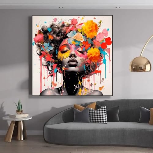 Affiche femme noire fleurs pour salon de beauté dynamique - 4