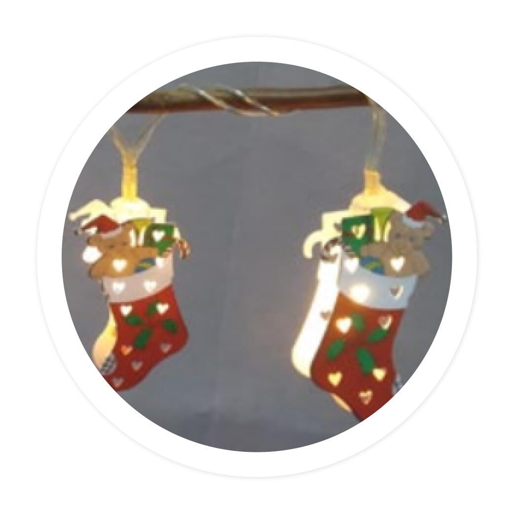 WatioWave 1.35m Battery Operated LED Christmas Stocking Garland