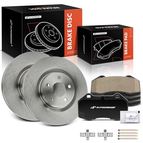 A-Premium 12.42 inch (315.5mm) Front Vented Disc Brake Rotors + Ceramic Pads Kit Compatible with Select Chevrolet Models - HHR 2009-2010, Cobalt 2008-2010, 6-PC Set by A-Premium - Used condition - US$15.28