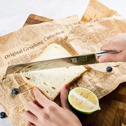 JF JAMES.F Knife Set, 6 Piece Kitchen Knife Set with Wooden Block Super Sharp Stainless Steel Knife Sets for Kitchen with Block