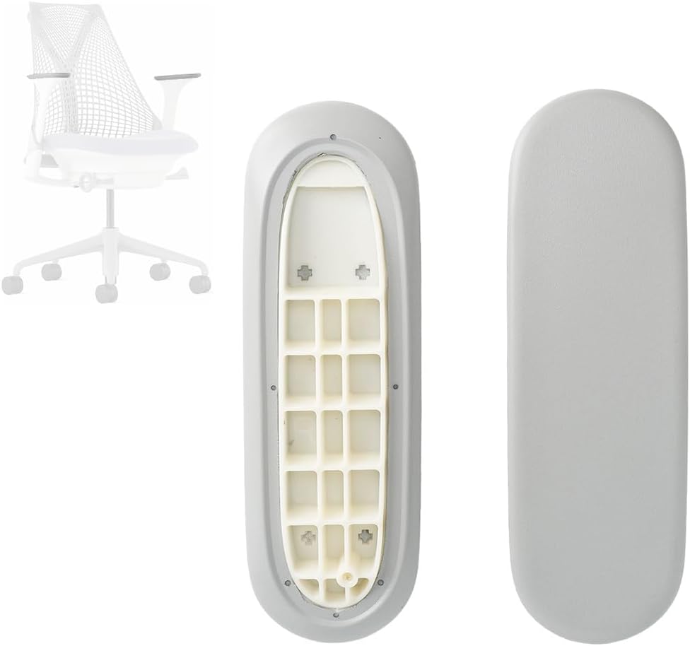 M.one Arm Pads Caps Replacement for Herman Miller Sayl Office Chair, Fixed and Height-Adjustable Armrest, Light Gray Vinyl (1-Pair)
