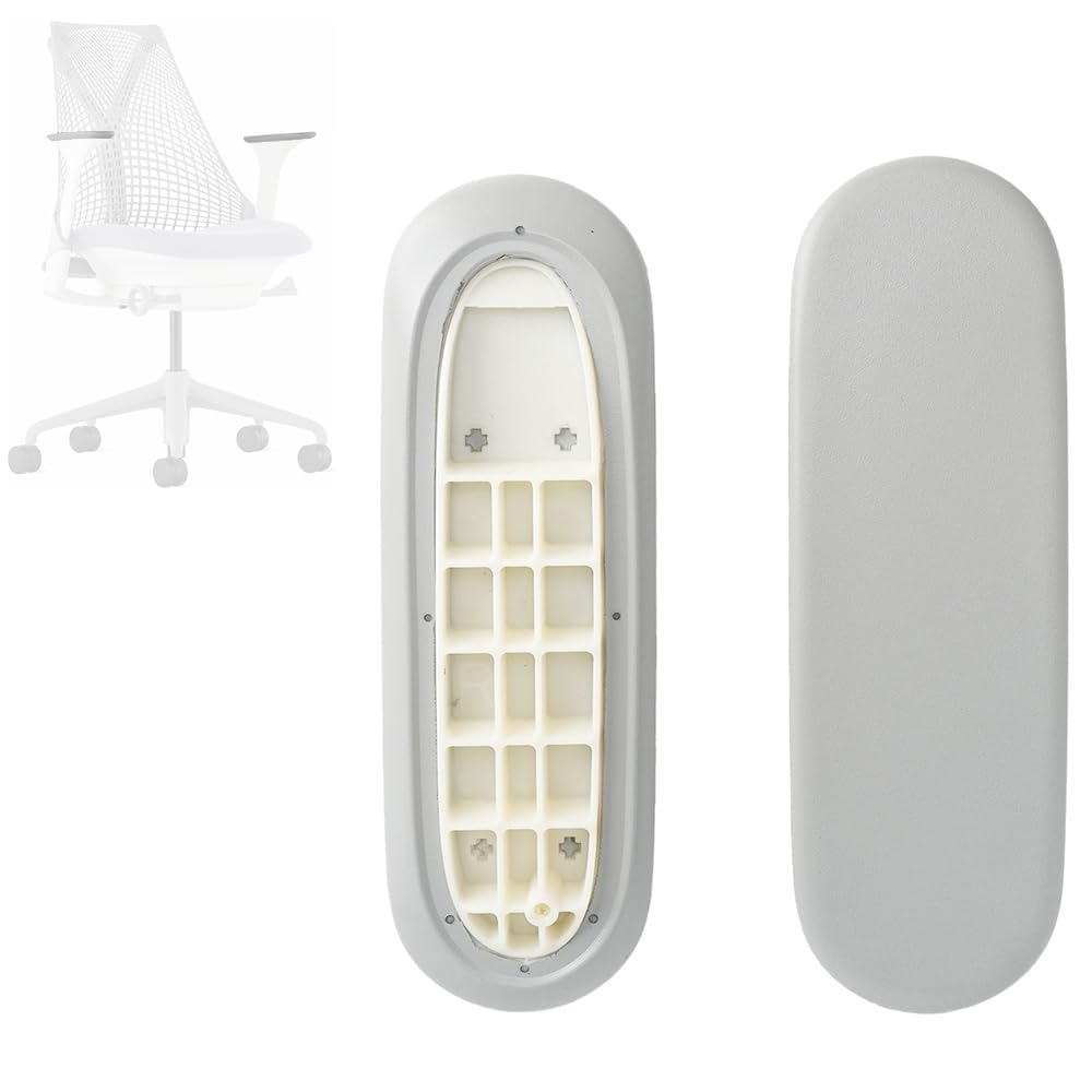 M.one Arm Pads Caps Replacement for Herman Miller Sayl Office Chair, Fixed and Height-Adjustable Armrest, Light Gray Vinyl (1-Pair)