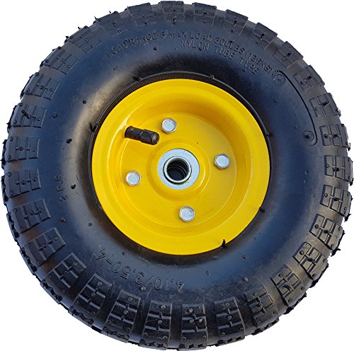 Produktbild von 2x FROSAL Luftrad 260 Mm – 4.10/3.50-4, Achse 16 Mm, Kugellager, Stahlfelge Gelb, Für Bollerwagen & Sackkarre