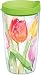 Tervis 1169187 Tea For Tulips Tumbler with Wrap and Lime Green Lid 16oz, Clear
