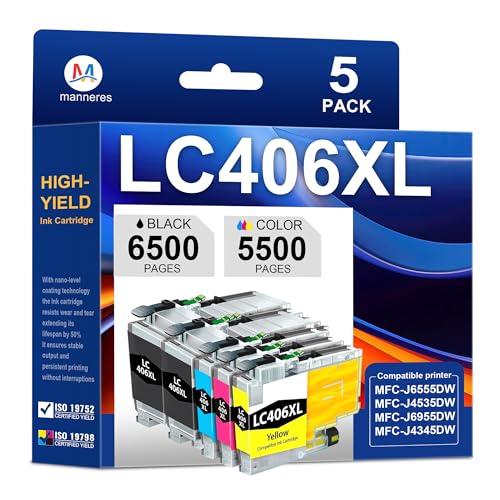 LC406XL Ink Cartridges 5Pack High-Yield LC406BK LC406C LC406M LC406Y