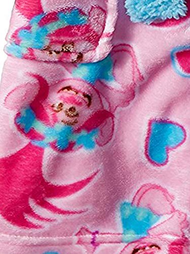 Trolls Girls' Big Luxe Plush Robe, Light Pink Fun, 8