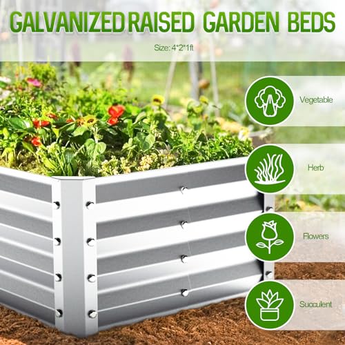 Highpro Galvanized Raised Garden Bed Kit, 4×2×1Ft Planter Box For Outdoor Gardening And Planting thumb #4