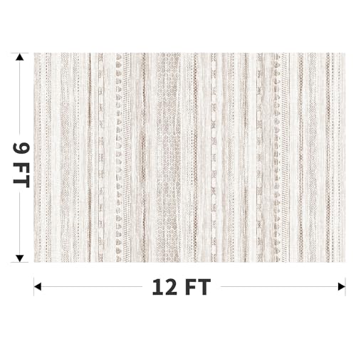 9x12 Area Rugs for Living Room Machine Washable Rug Distressed Indoor Carpet Neutral Moroccan Boho Rug Ultra Soft Area Rug for Bedroom Dining Room Playroom Office