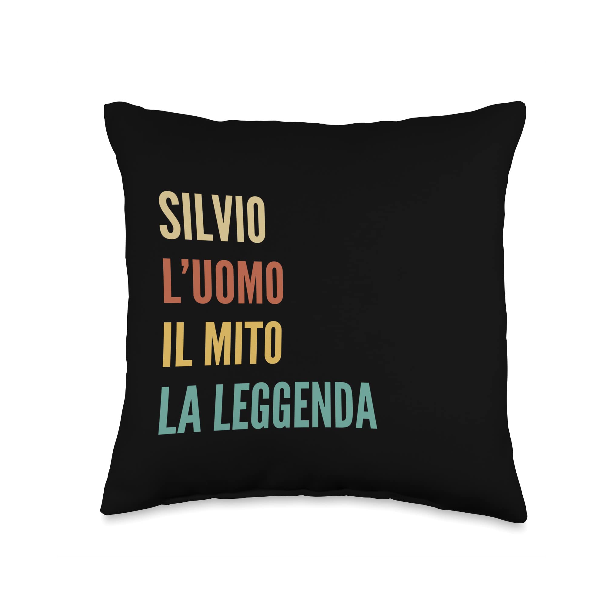 Disegni Di Nomi Italiani Divertenti Per Silvio Funny Italian First Name Design-Silvio Throw Pillow, 16x16, Multicolor