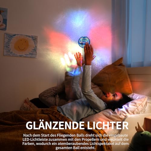 Ivtivfu Fliegender Ball (Rosa), Flying Spinner, Magic Hover Schwebe Ball, Magischer Ball, Zauberball, LED UFO Ball Toys, Bumerang, Spielzeug Drohne für Kinder ab 6, 8, 10, 12 Jahren