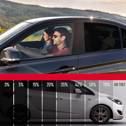 Image of United Universal Black 1Ply Window Tint Film - 20 inch x100', 20% VLT Dyed PET Film, Deep Black Shade, 99% UV Block, Privacy & Interior Protection Film for Car, Truck, SUV, Home - Heat & Glare Control