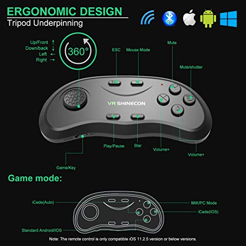 Pansonite Vr Headset with Remote Controller[New Version], 3D Glasses Virtual Reality Headset for VR Games 