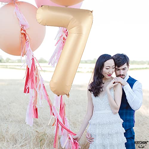 Image of KatchOn, Giant Caramel Number 7 Balloon - 40 Inch | 7th Birthday Balloon for 7th Birthday Decorations | 7 Balloons for Birthday | 7 Year Old Balloons for 7 Year Decorations