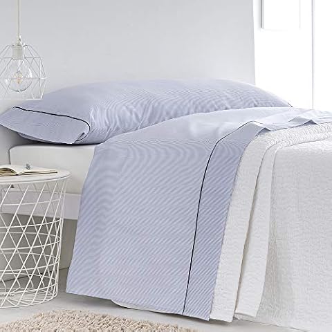 Barceló Hogar - Pack Sábana Encimera y Almohada Raya Oxford, Azul Marino Cover