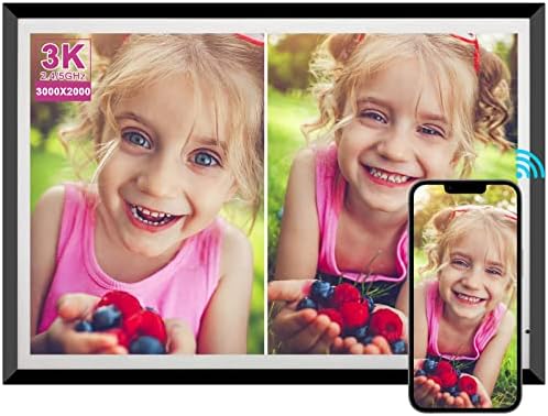 32GB 13.5 Inch Wi-Fi Digital Picture Frame with 3K IPS LCD Touch Screen, Dual-Wi-Fi Share Photos & Videos Via App or Email, Support USB Drive/Mirco SD Card Extend Storage, Light Sensor, Auto-Rotate