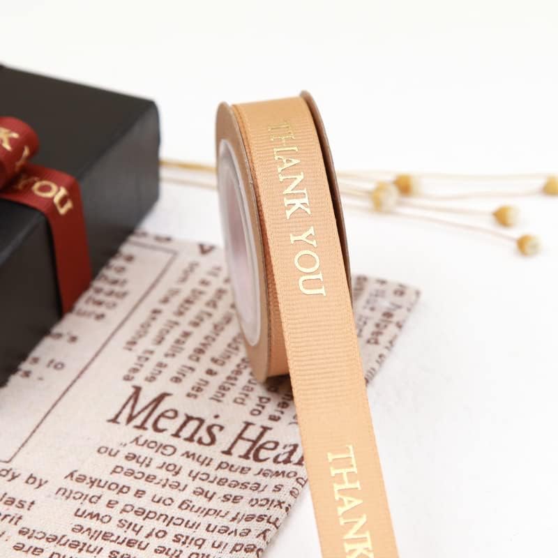 Miniatura 2 de 58 pulgadas, carrete de 10 yardas, impresión dorada metálica de agradecimiento, cinta de grogrén, para Navidad, cumpleaños, boda, decoración de